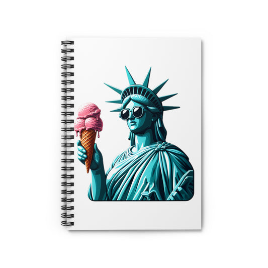 Lady Liberty Chillin w/ Strawberry Ice Cream Spiral Notebook - Ruled Line