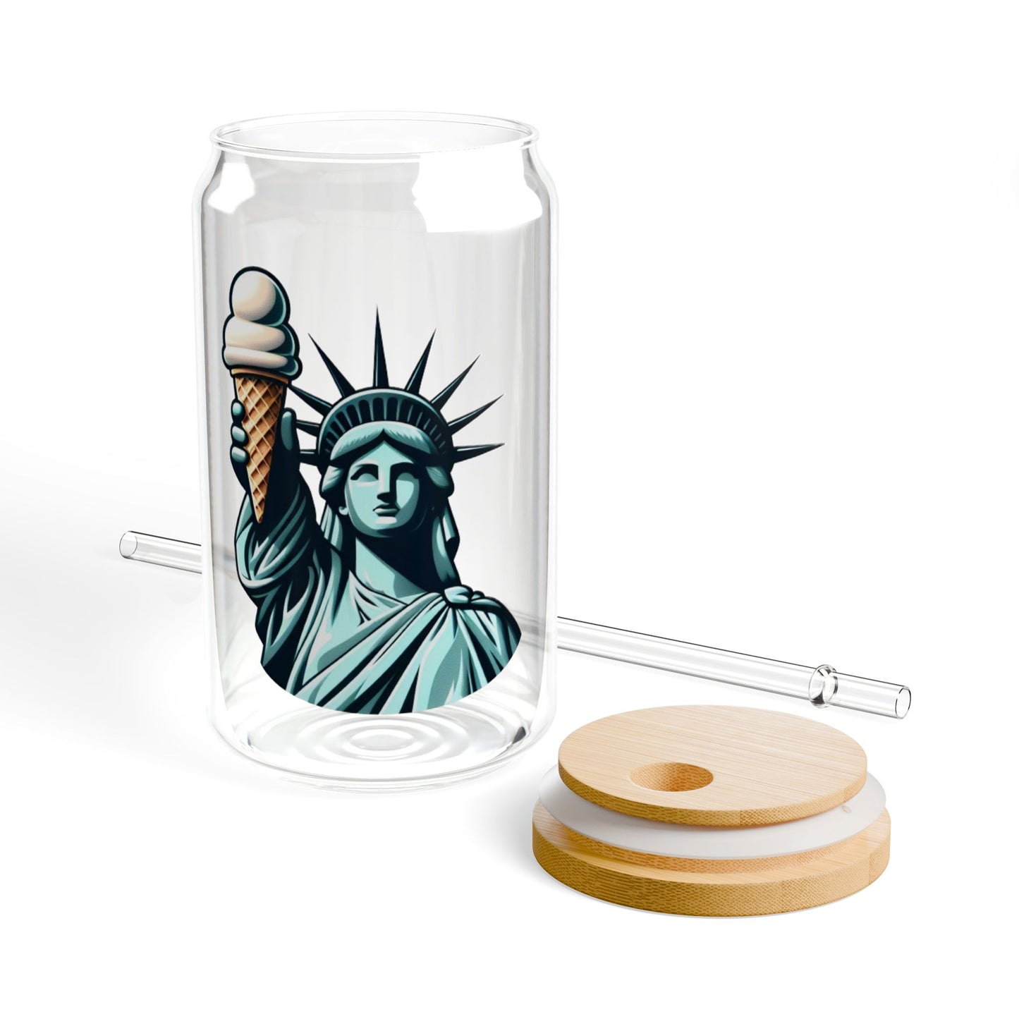 Lady Liberty Chillin w/ Vanilla Ice Cream Sipper Glass 16oz