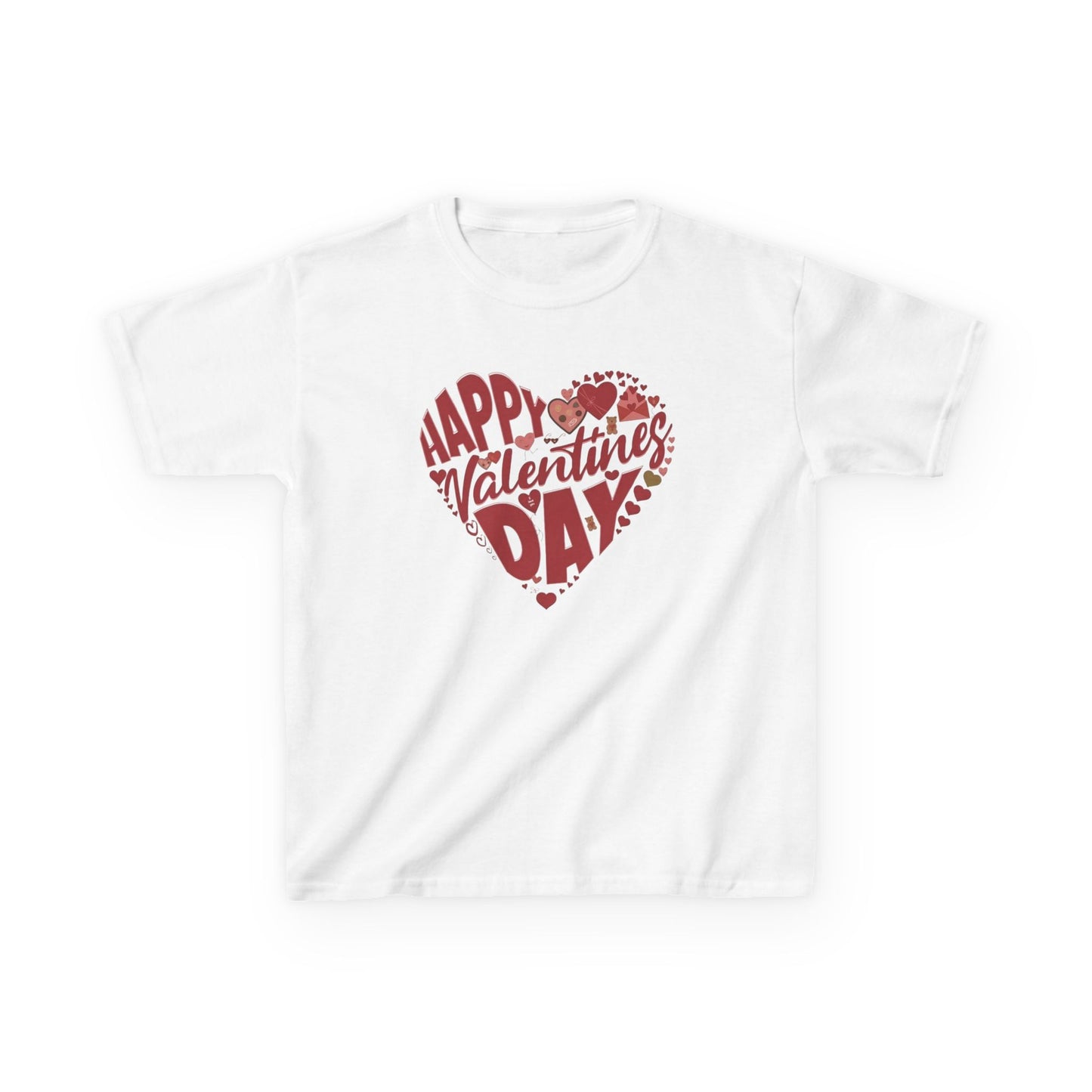 Happy Valentine's Day in a Heart Kids SS Shirt