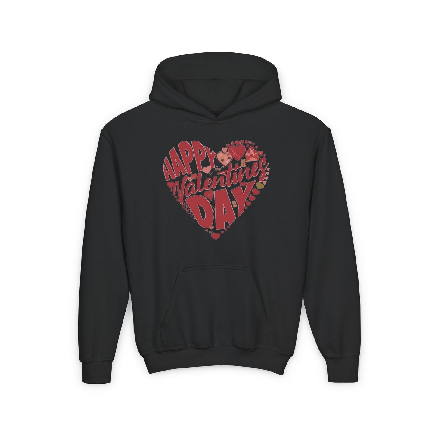 Happy Valentine's Day in a Heart Kids Hooded Sweatshirt