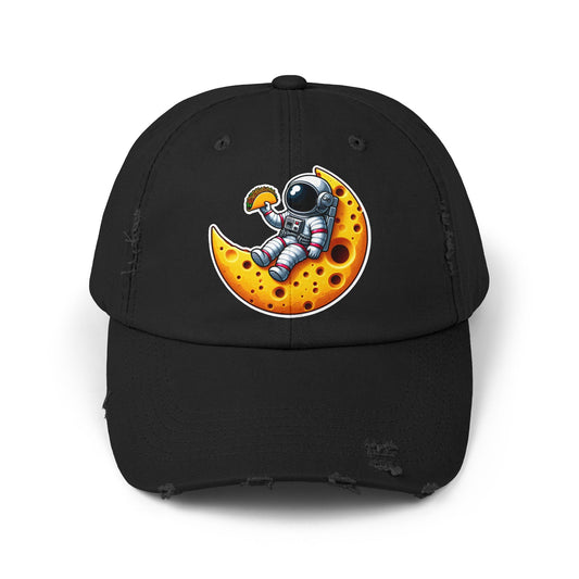 Astronaut on Cheese Moon Distressed Hat