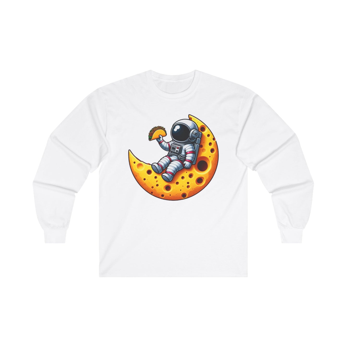 Astronaut On Cheese Moon Long Sleeve Shirt