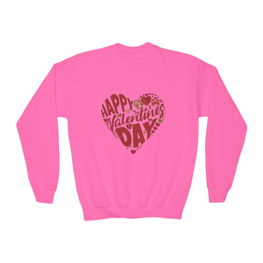 Happy Valentine's Day in a Heart Kids Sweatshirt