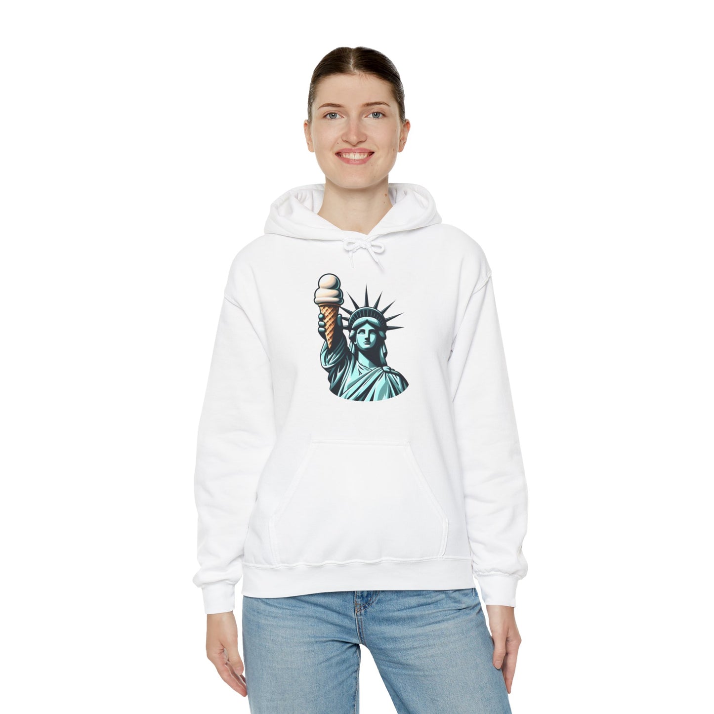 Lady Liberty Chillin w/ Vanilla Ice Cream Hooded Sweatshirt