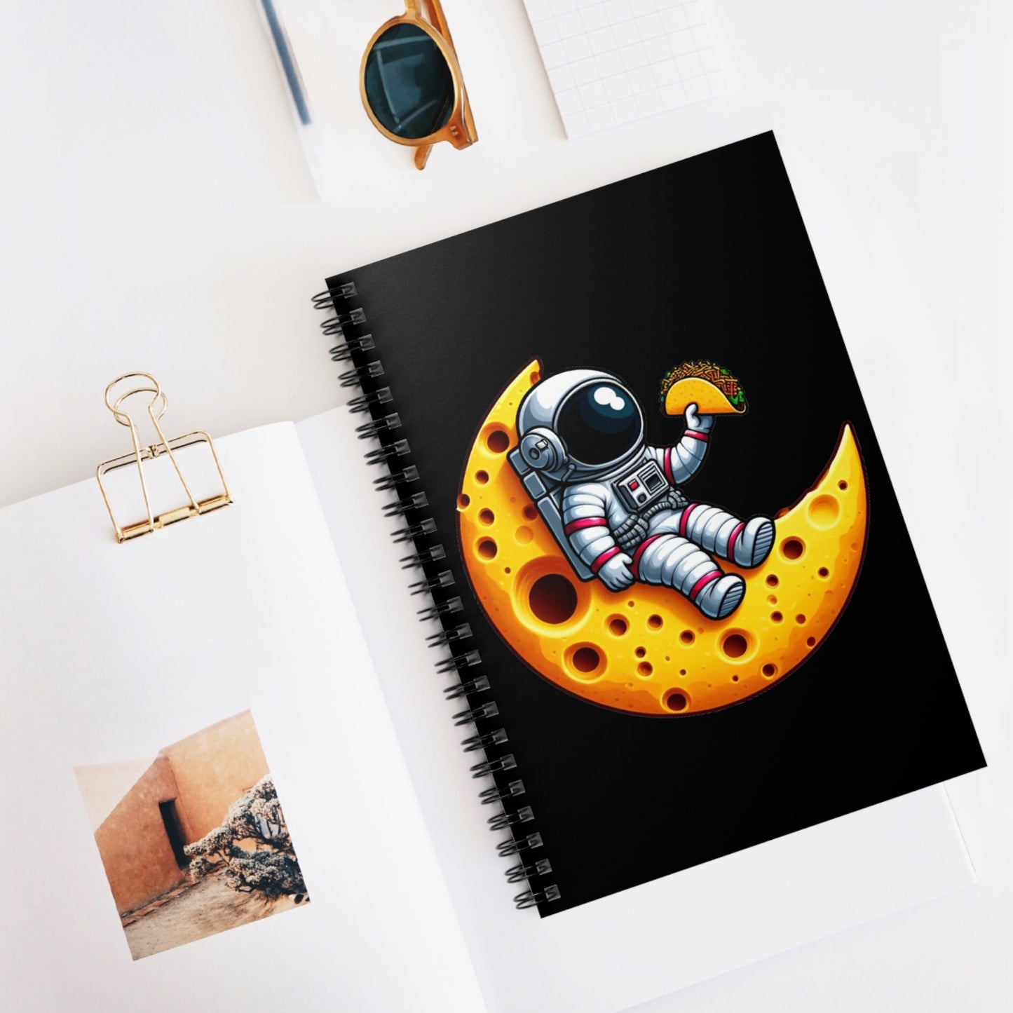 Astronaut on Cheese Moon Spiral Notebook - Ruled Line