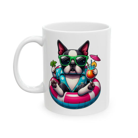 Boston Terrier Vacation Vibes Ceramic Mug (11oz & 15oz)