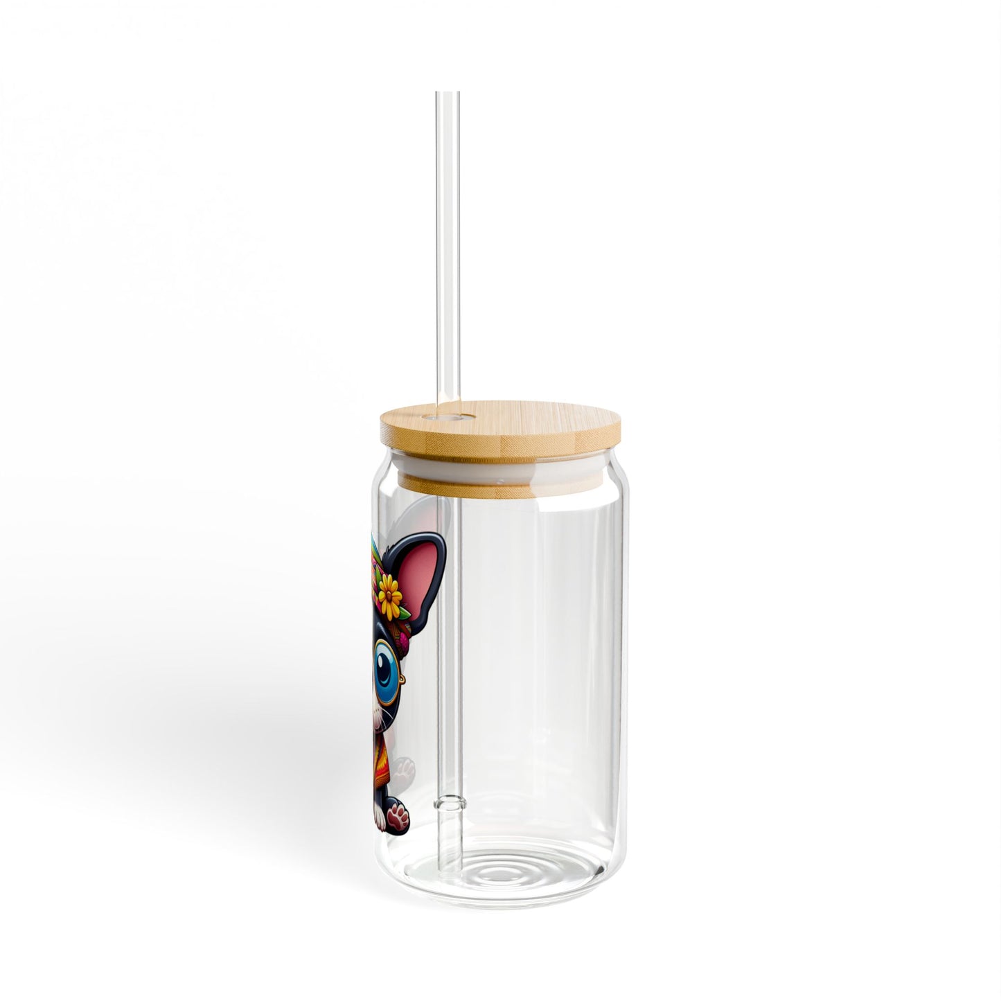 Boston Terrier Hippie Sipper Glass 16oz