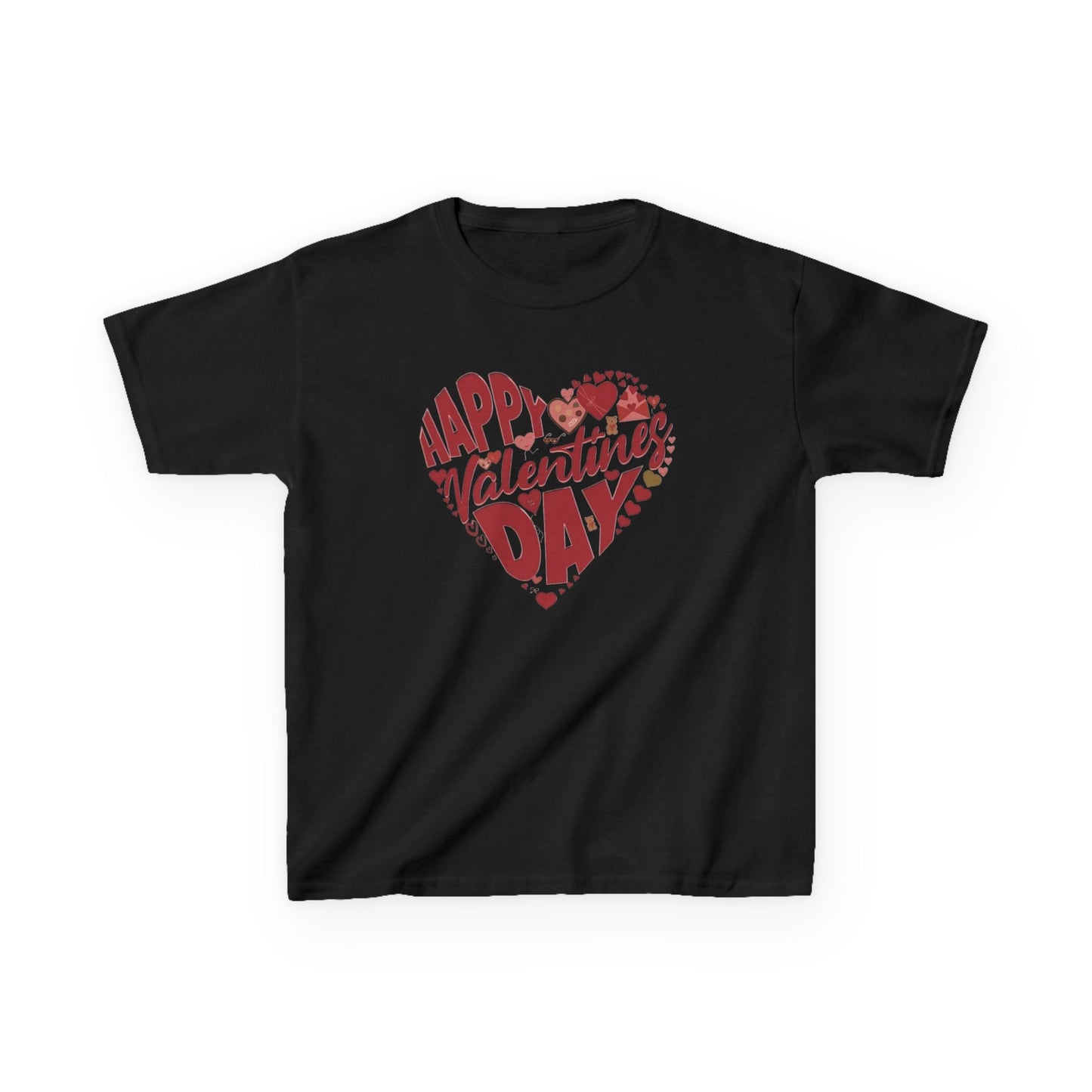 Happy Valentine's Day in a Heart Kids SS Shirt