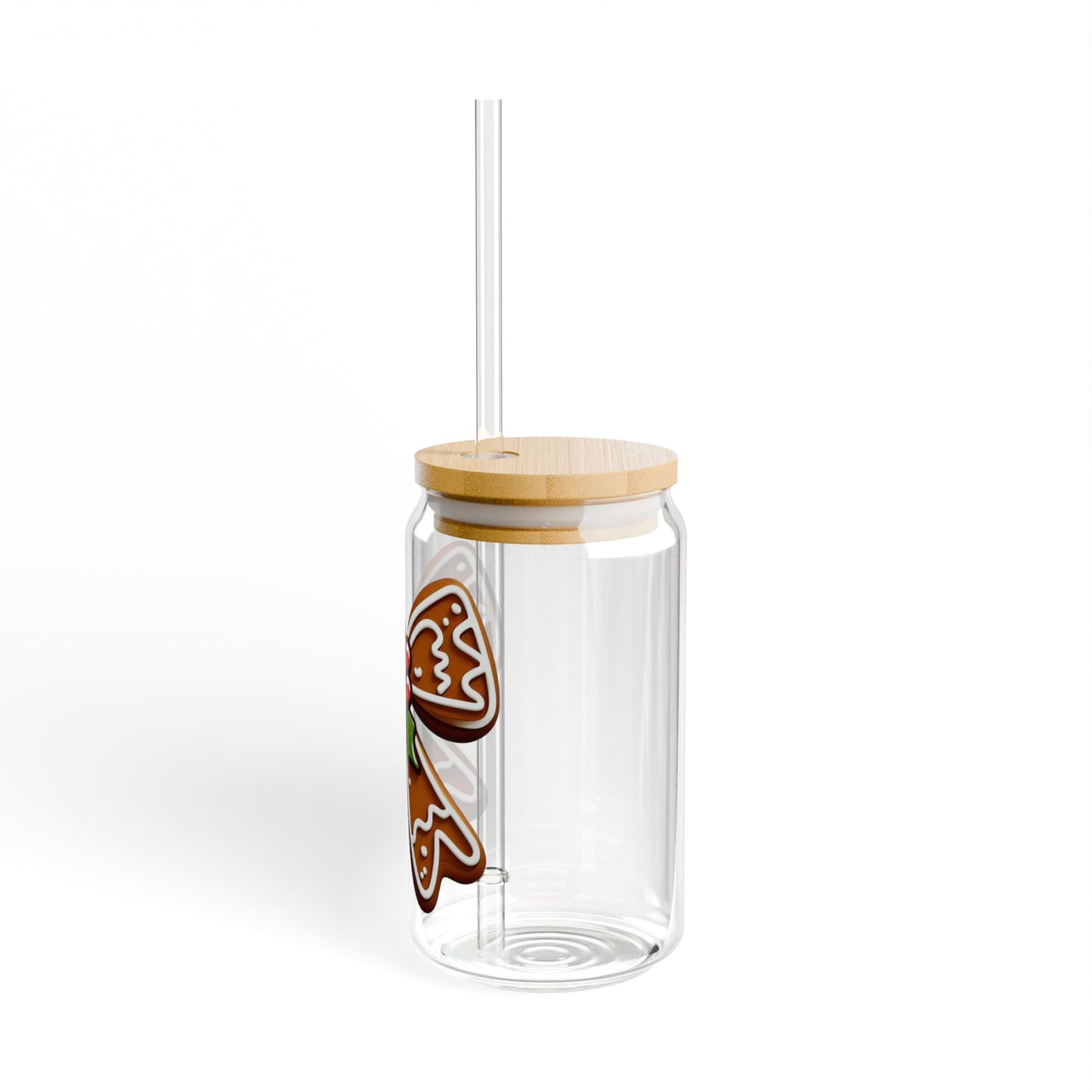 Gingerbread Bow Sipper Glass 16oz