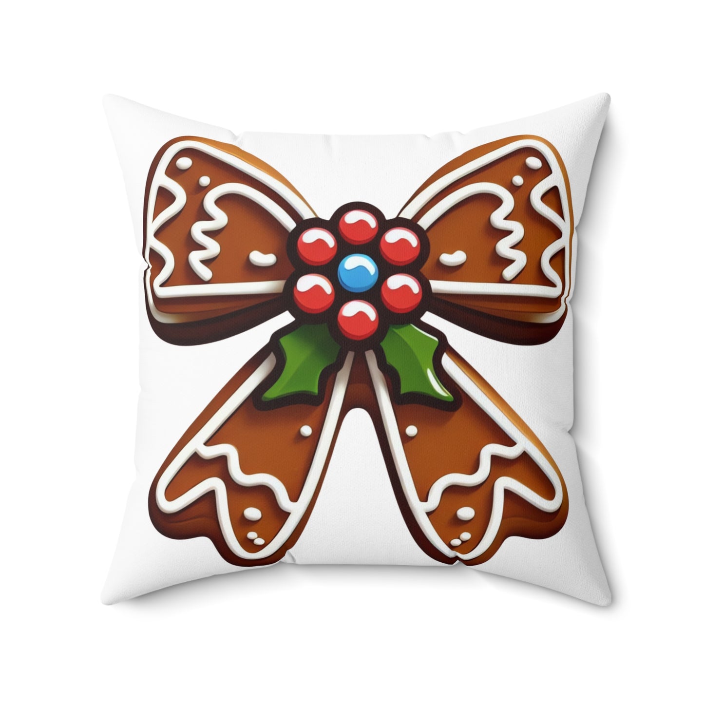 Gingerbread Bow Polyester Square Pillow