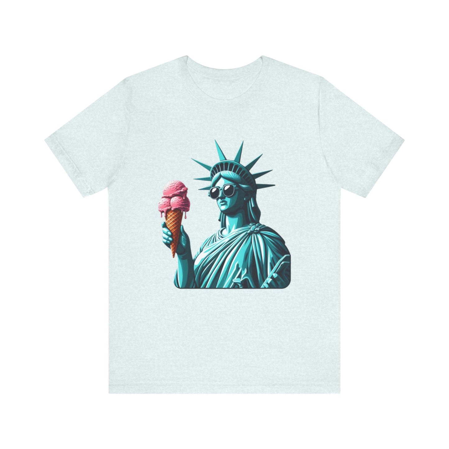 Lady Liberty Chillin w/ Strawberry Ice Cream Short Sleeve Shirt