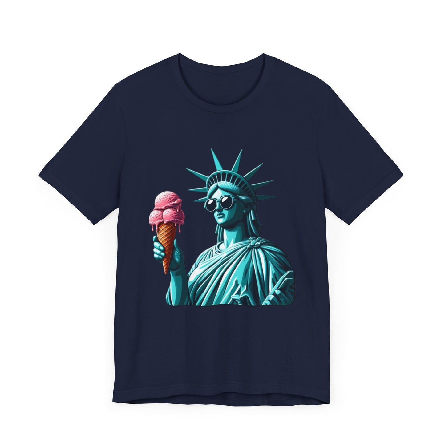 Lady Liberty Chillin w/ Strawberry Ice Cream Short Sleeve Shirt