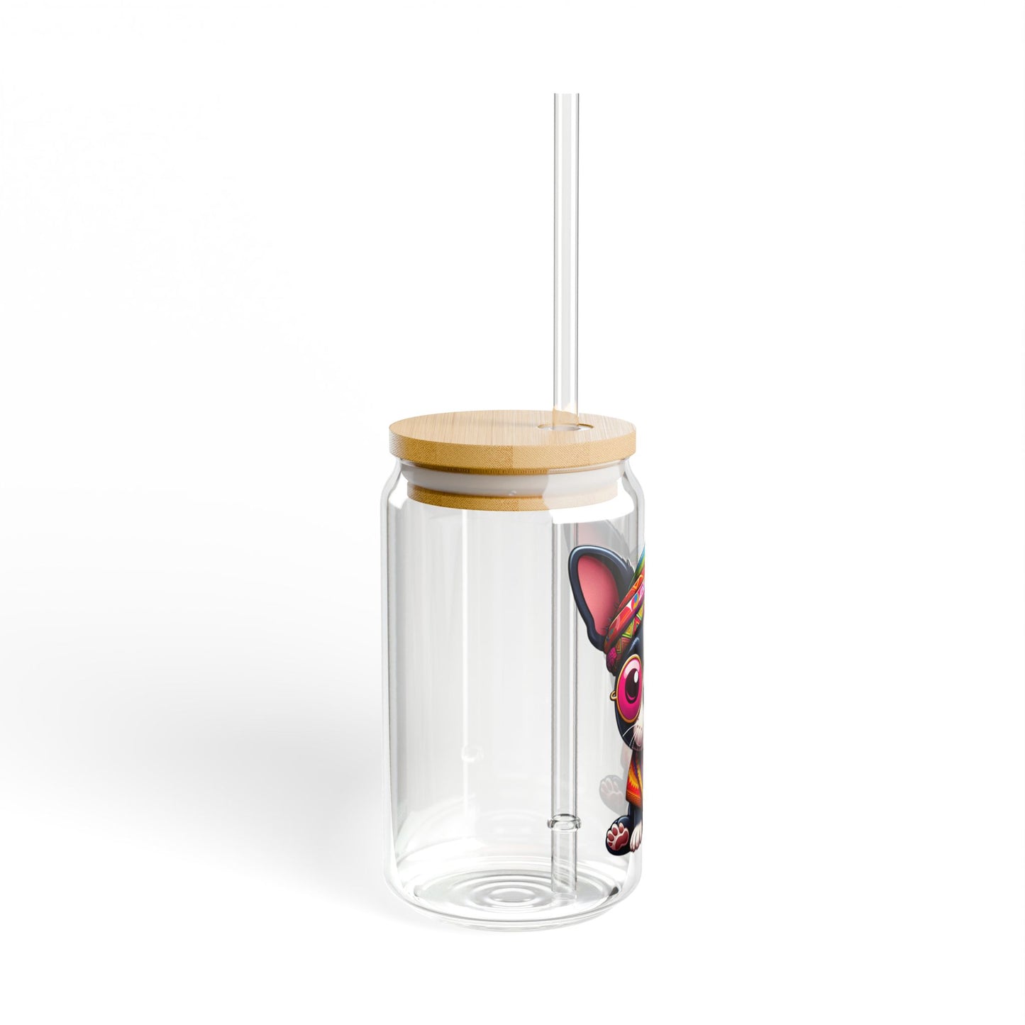 Boston Terrier Hippie Sipper Glass 16oz