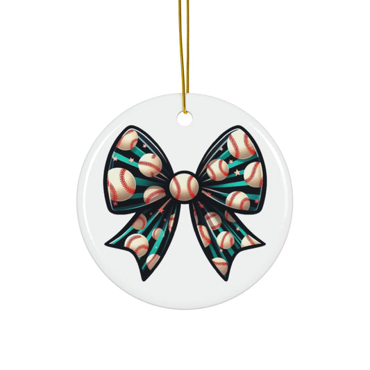 Baseball Prize Bow Ceramic Ornament