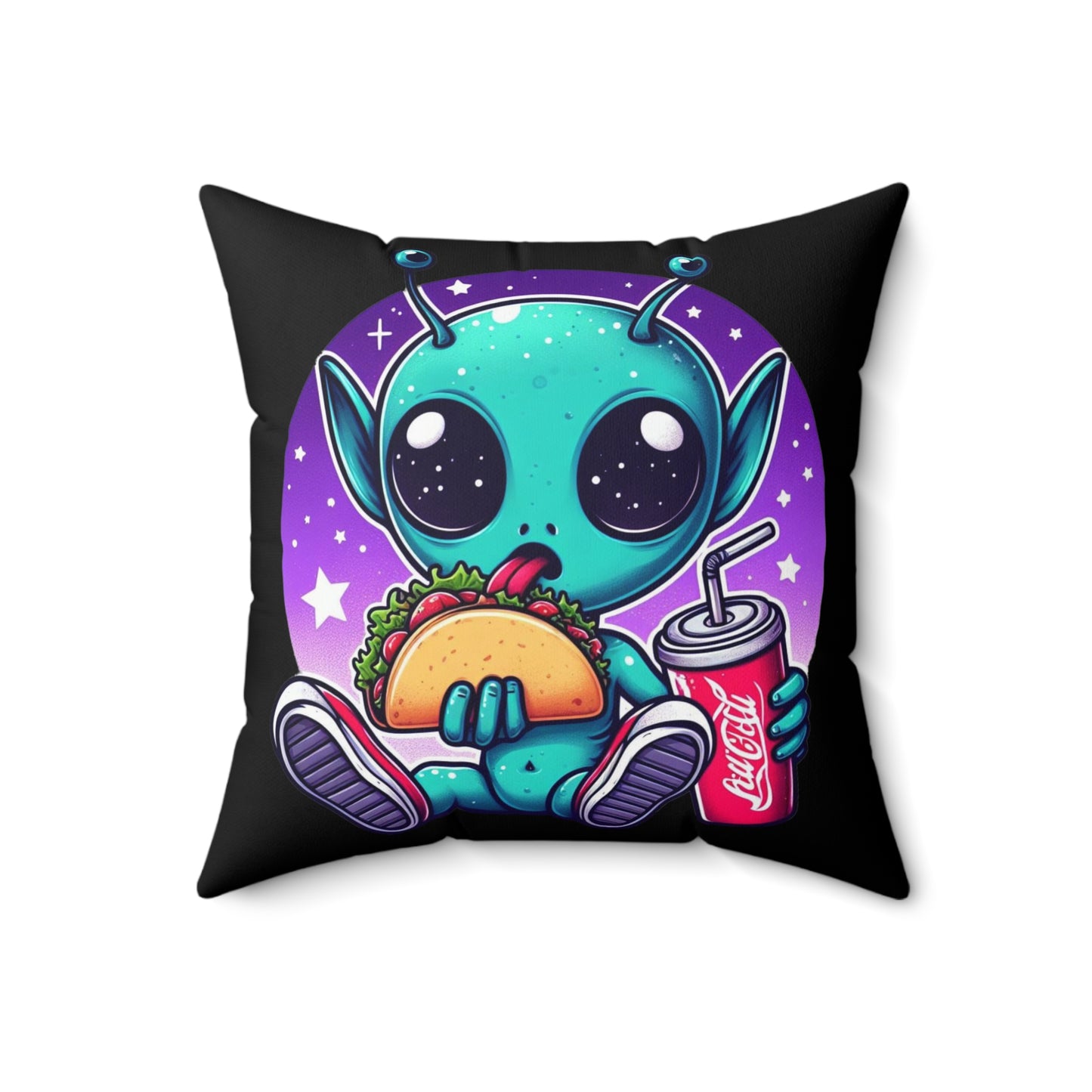 Extraterrestrial Taco Tuesday Square Pillow