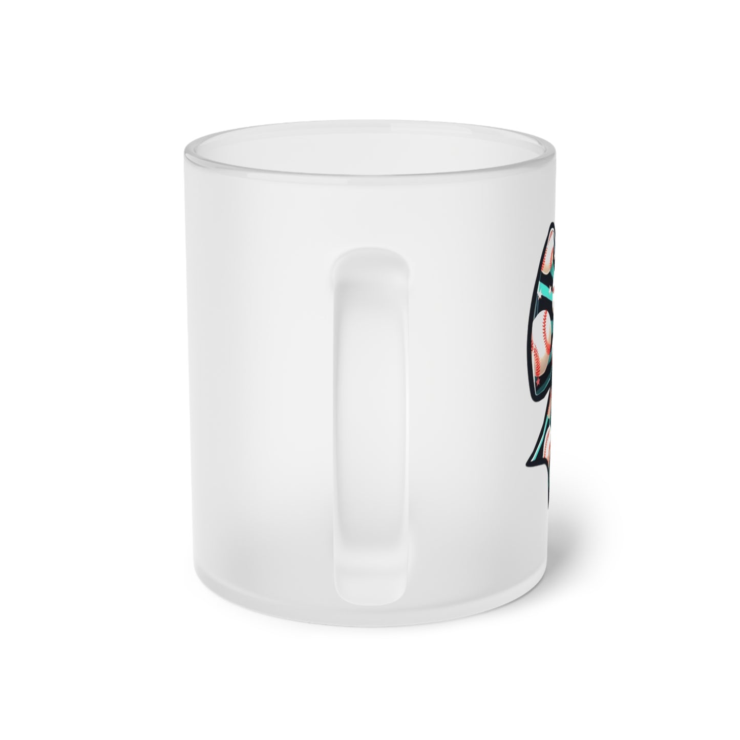 Baseball Prize Bow Frosted Glass Mug 11oz