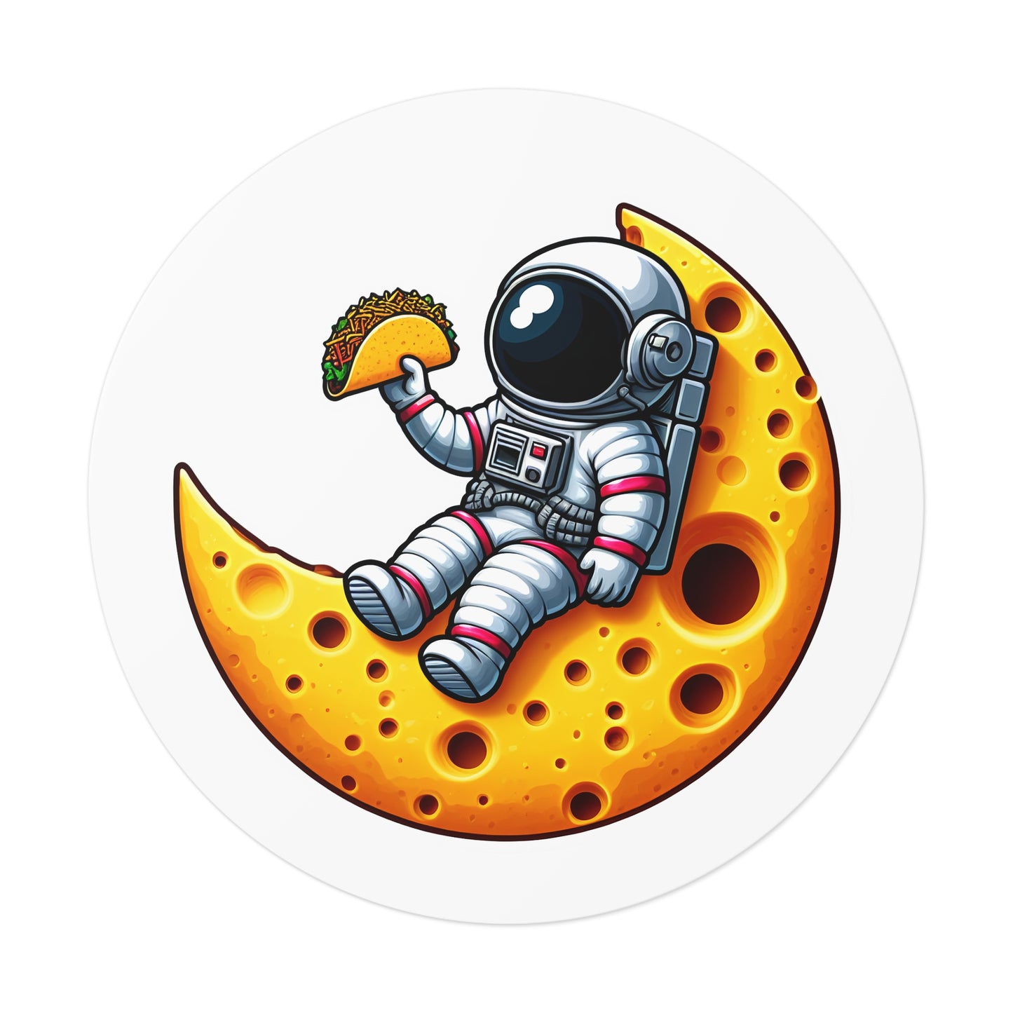 Astronaut on Cheese Moon Vinyl Sticker