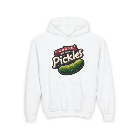 Just A Girl That Loves Pickles Kids Hooded Sweatshirt