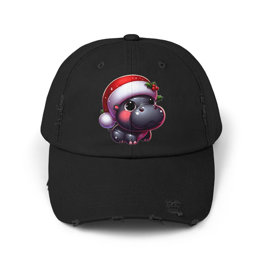 Blushing Santa Hippo w/ Holly Distressed Hat