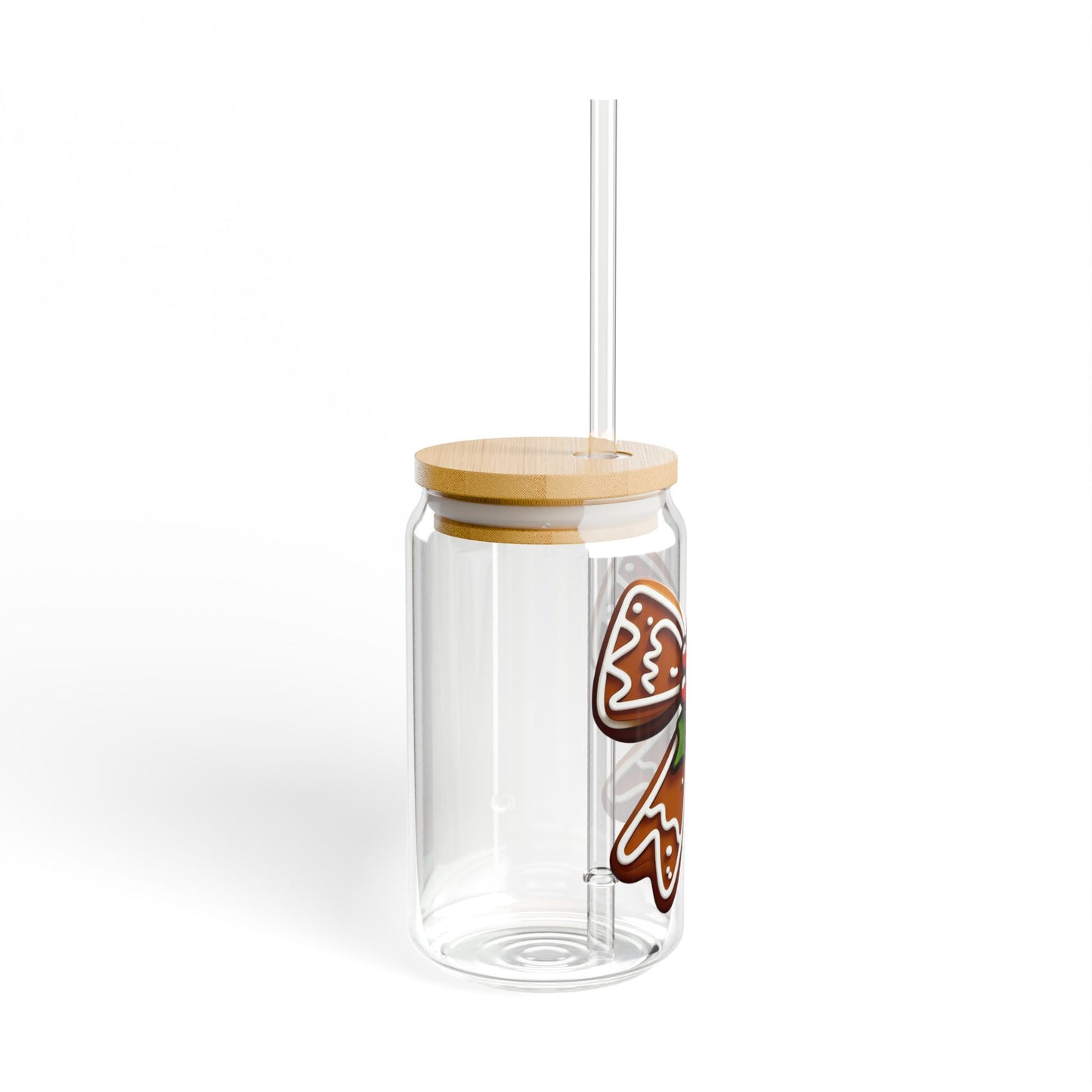 Gingerbread Bow Sipper Glass 16oz