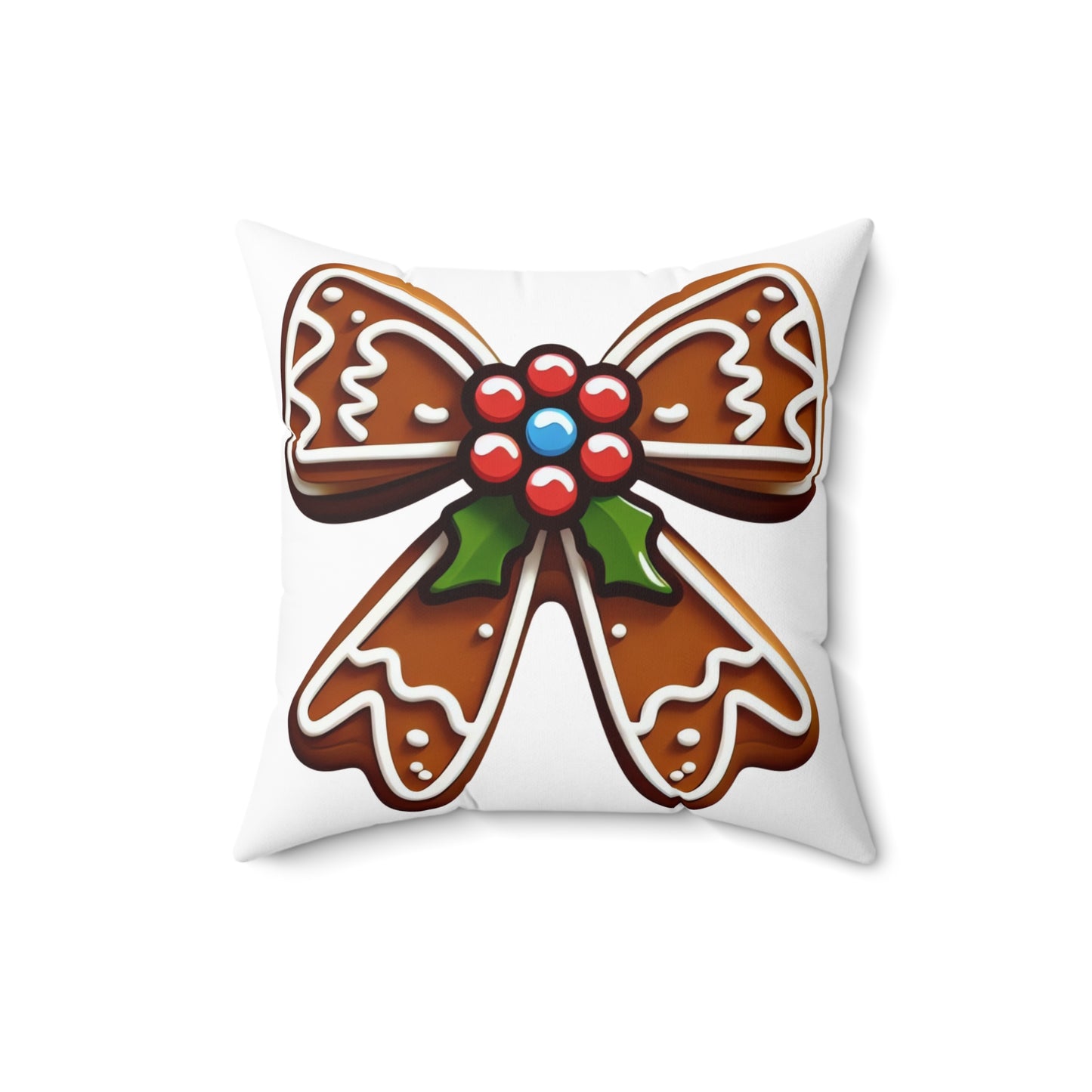 Gingerbread Bow Polyester Square Pillow