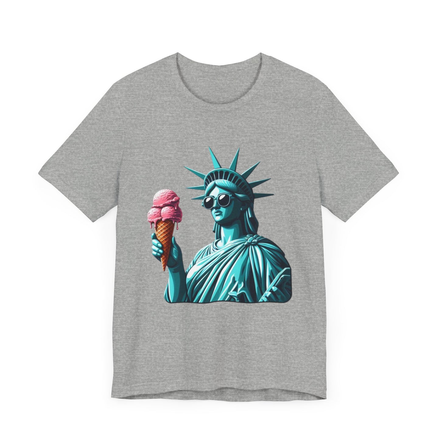 Lady Liberty Chillin w/ Strawberry Ice Cream Short Sleeve Shirt