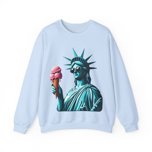 Lady Liberty Chillin w/ Strawberry Ice Cream Sweatshirt