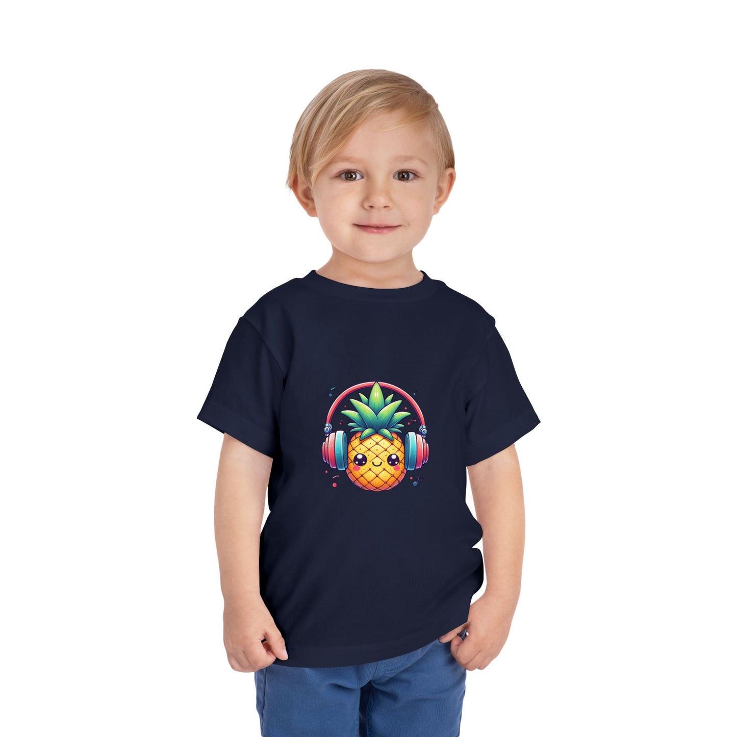 Happy Pineapple w/ Headphones Toddler Short Sleeve Shirt