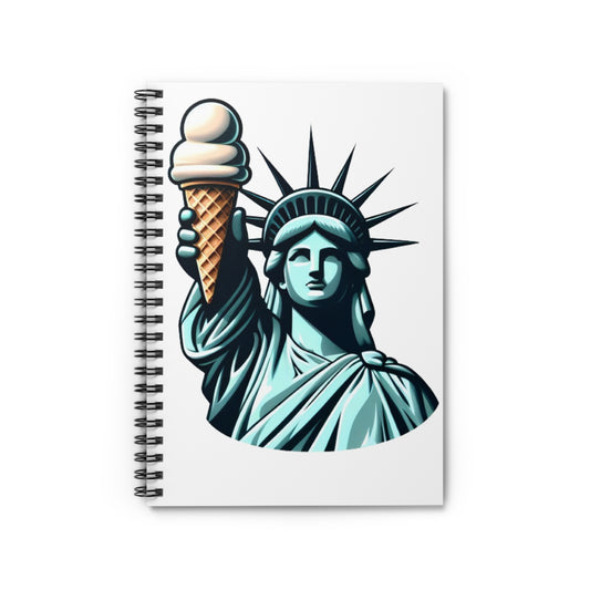 Lady Liberty Chillin w/ Vanilla Ice Cream Spiral Notebook - Ruled Line