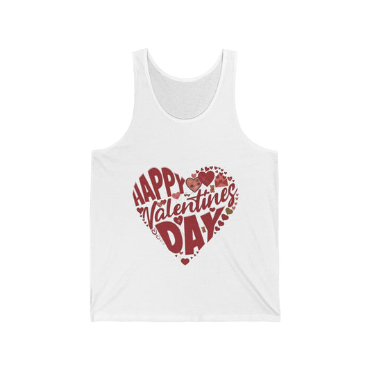 Happy Valentine's Day in a Heart Tank Top