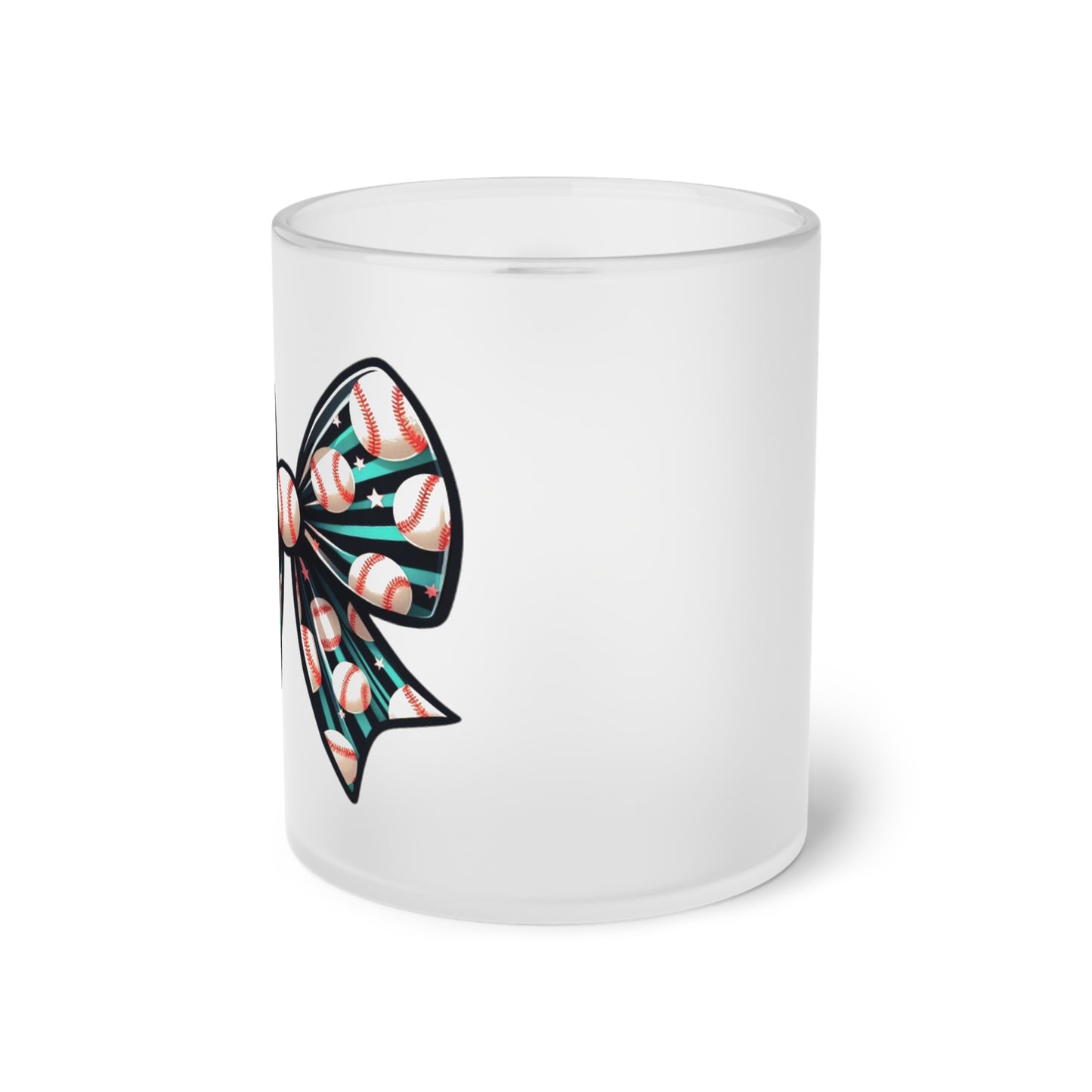 Baseball Prize Bow Frosted Glass Mug 11oz