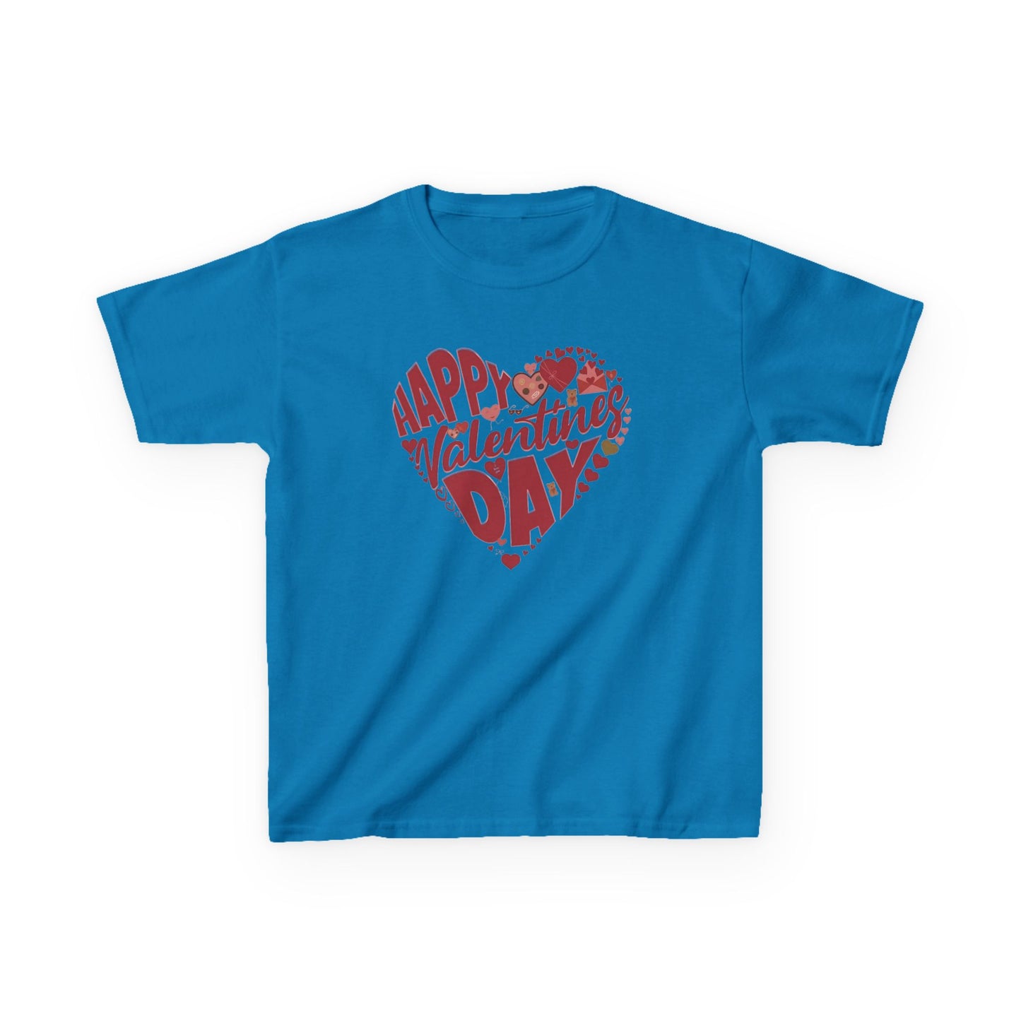 Happy Valentine's Day in a Heart Kids SS Shirt
