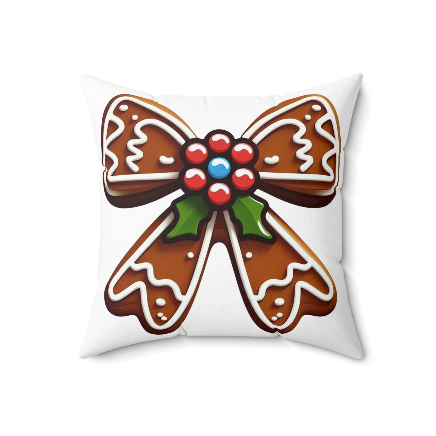 Gingerbread Bow Polyester Square Pillow