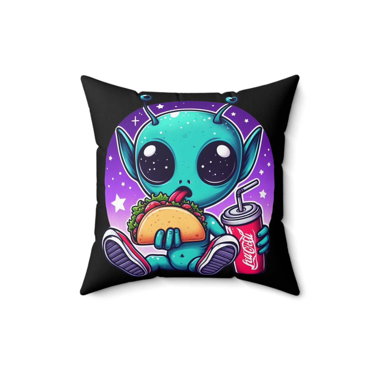 Extraterrestrial Taco Tuesday Square Pillow