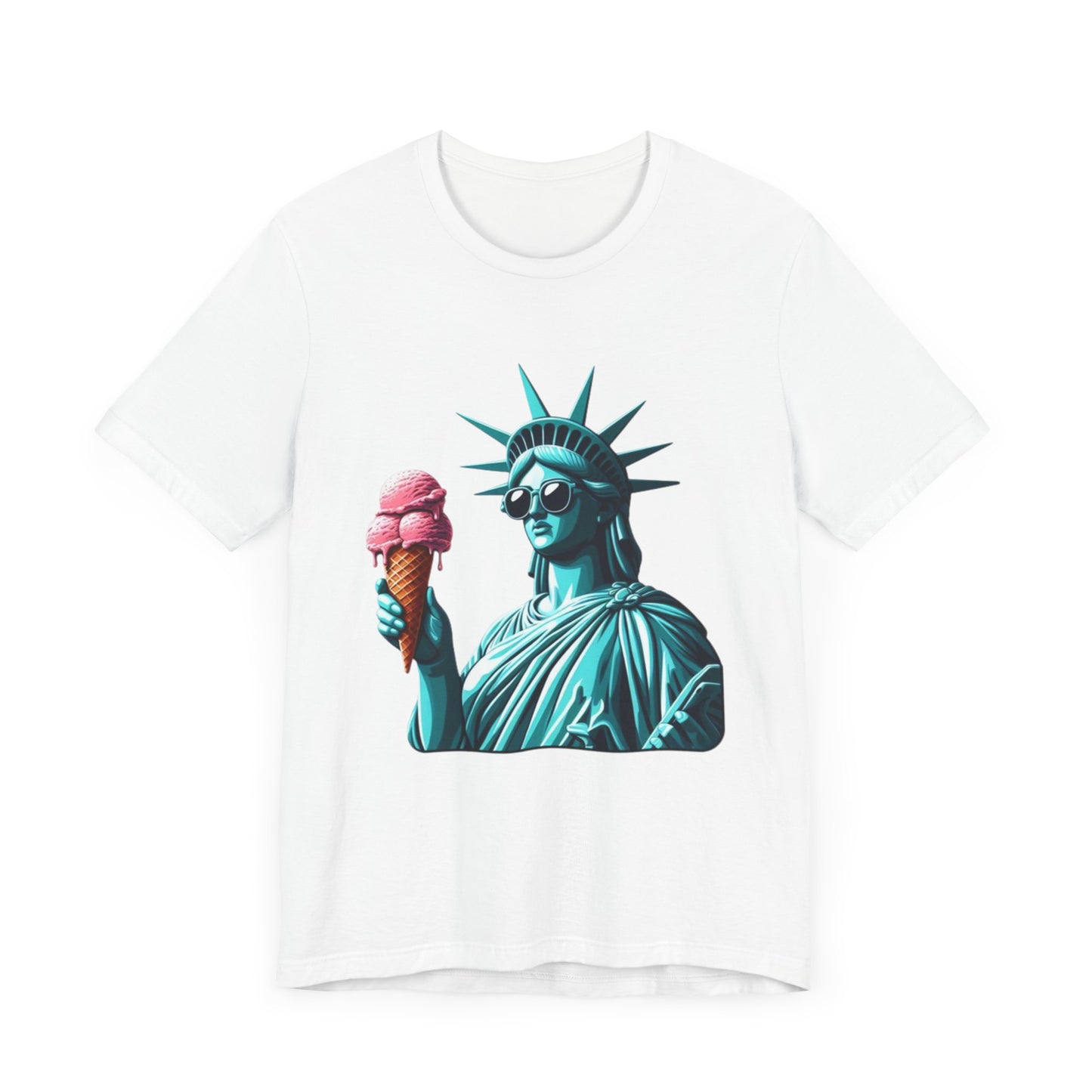 Lady Liberty Chillin w/ Strawberry Ice Cream Short Sleeve Shirt