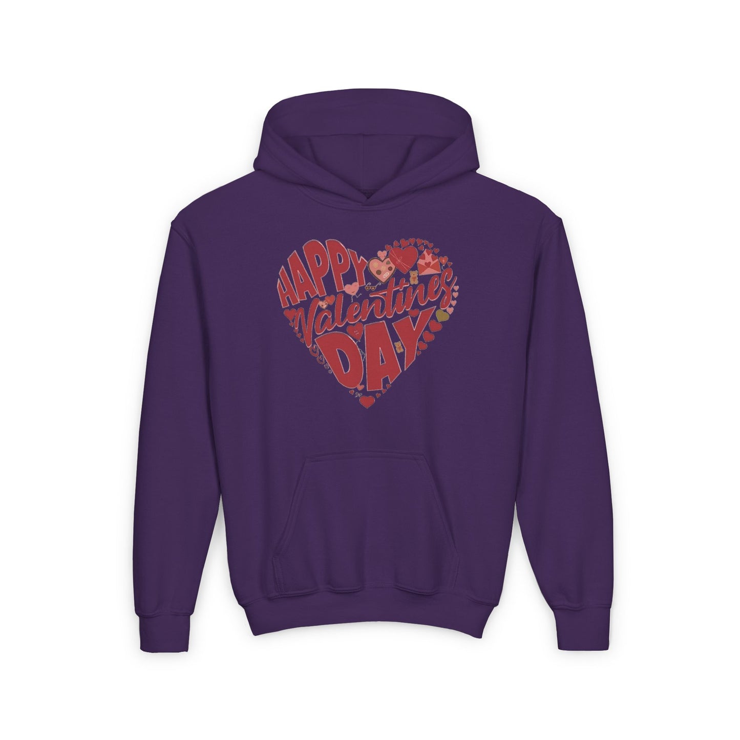 Happy Valentine's Day in a Heart Kids Hooded Sweatshirt