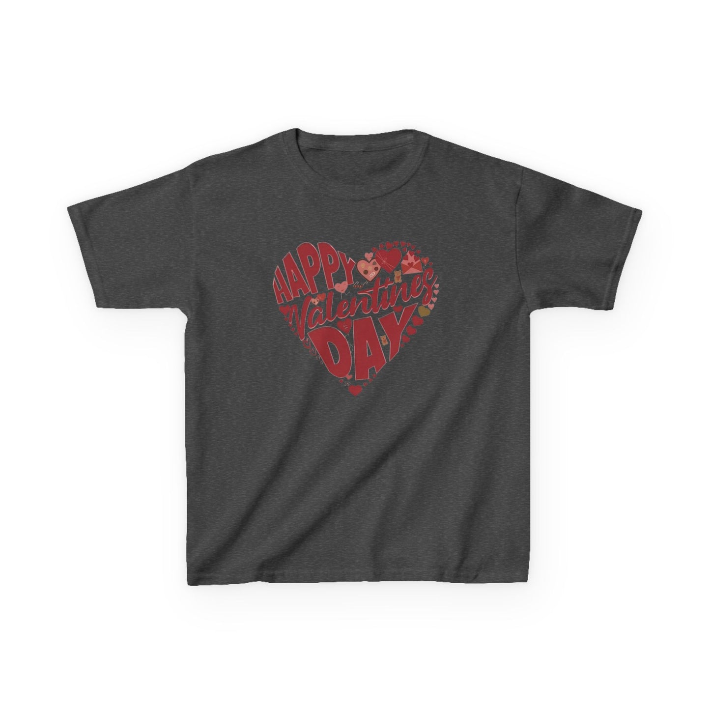 Happy Valentine's Day in a Heart Kids SS Shirt