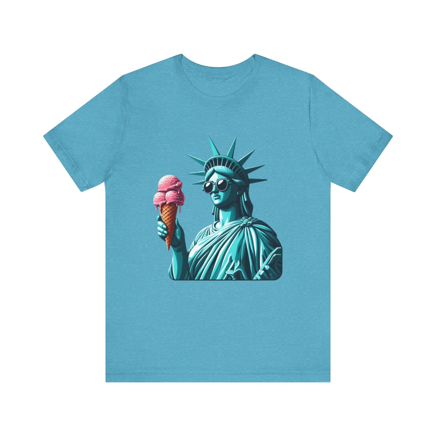 Lady Liberty Chillin w/ Strawberry Ice Cream Short Sleeve Shirt