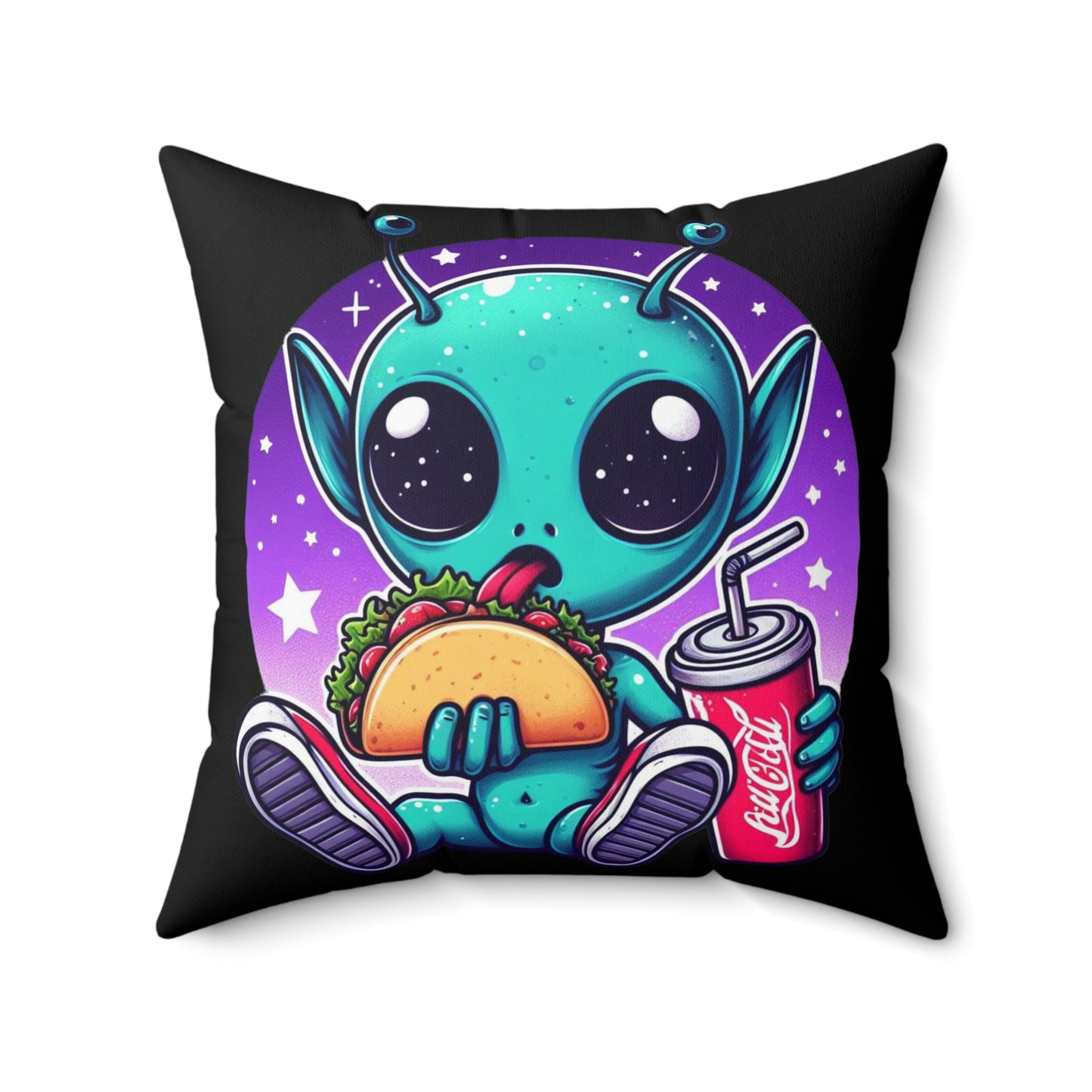 Extraterrestrial Taco Tuesday Square Pillow