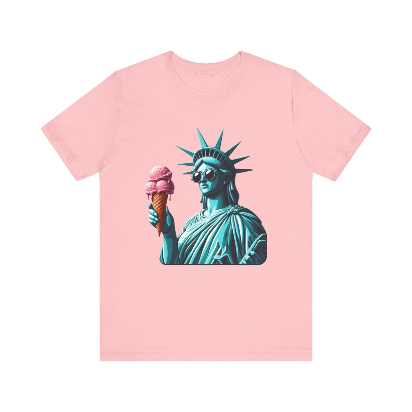 Lady Liberty Chillin w/ Strawberry Ice Cream Short Sleeve Shirt