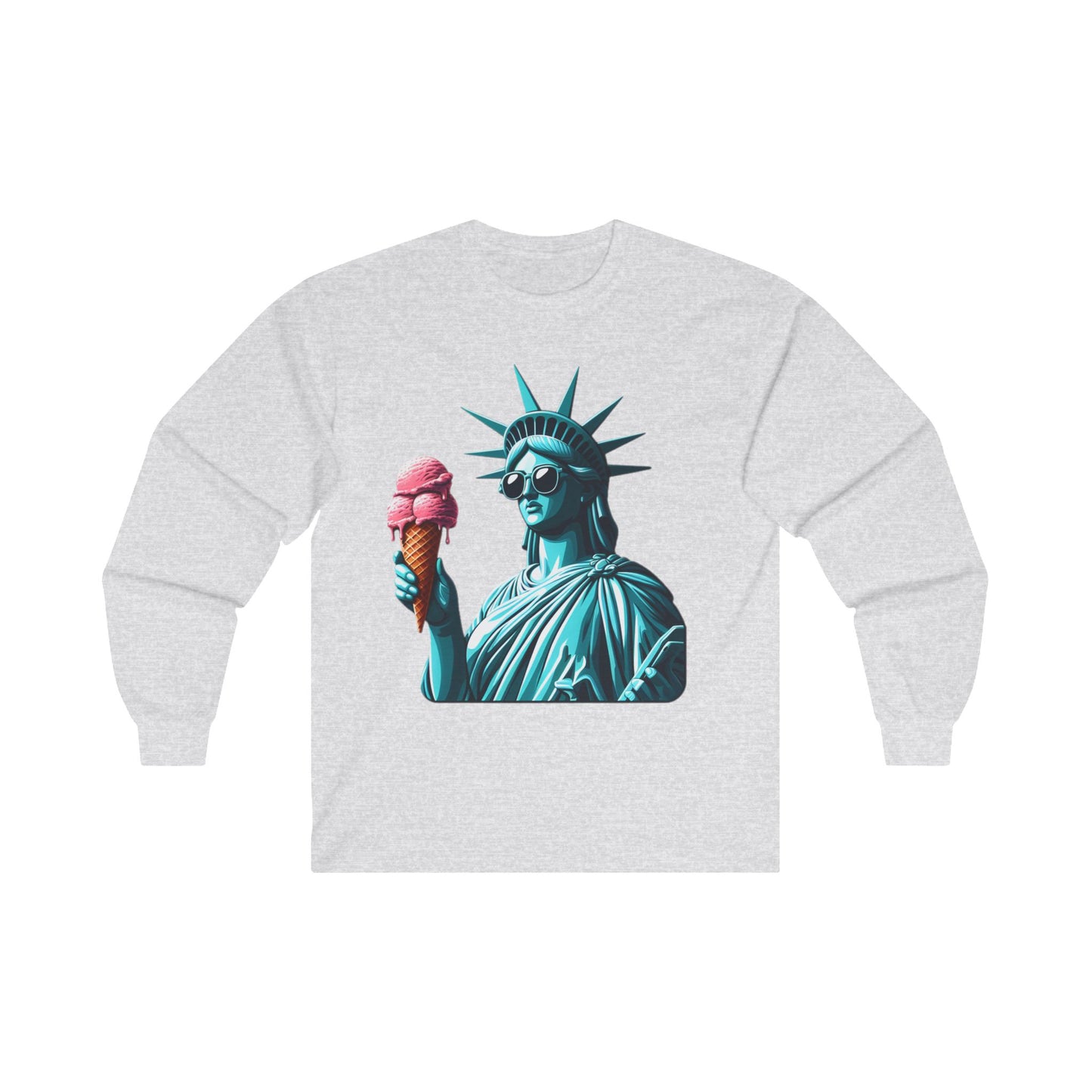 Lady Liberty Chillin w/ Strawberry Ice Cream Long Sleeve Shirt