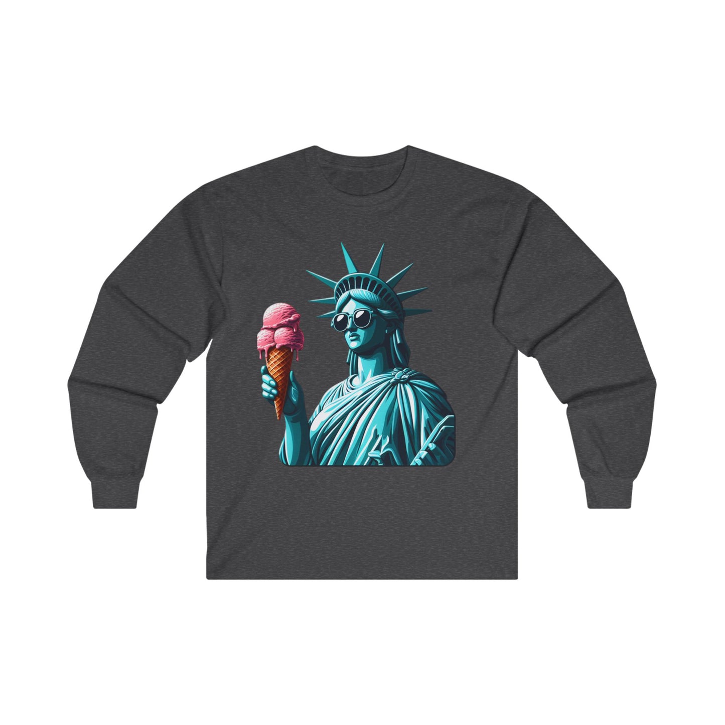 Lady Liberty Chillin w/ Strawberry Ice Cream Long Sleeve Shirt