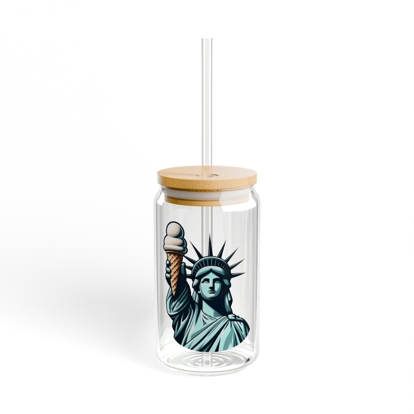 Lady Liberty Chillin w/ Vanilla Ice Cream Sipper Glass 16oz