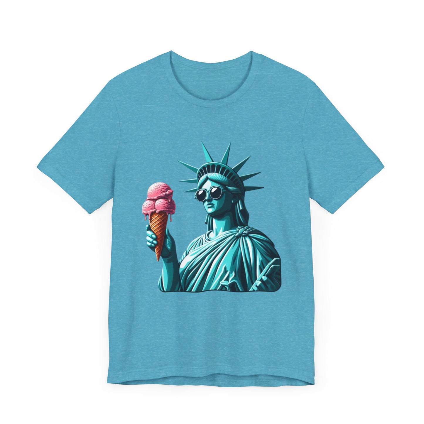 Lady Liberty Chillin w/ Strawberry Ice Cream Short Sleeve Shirt