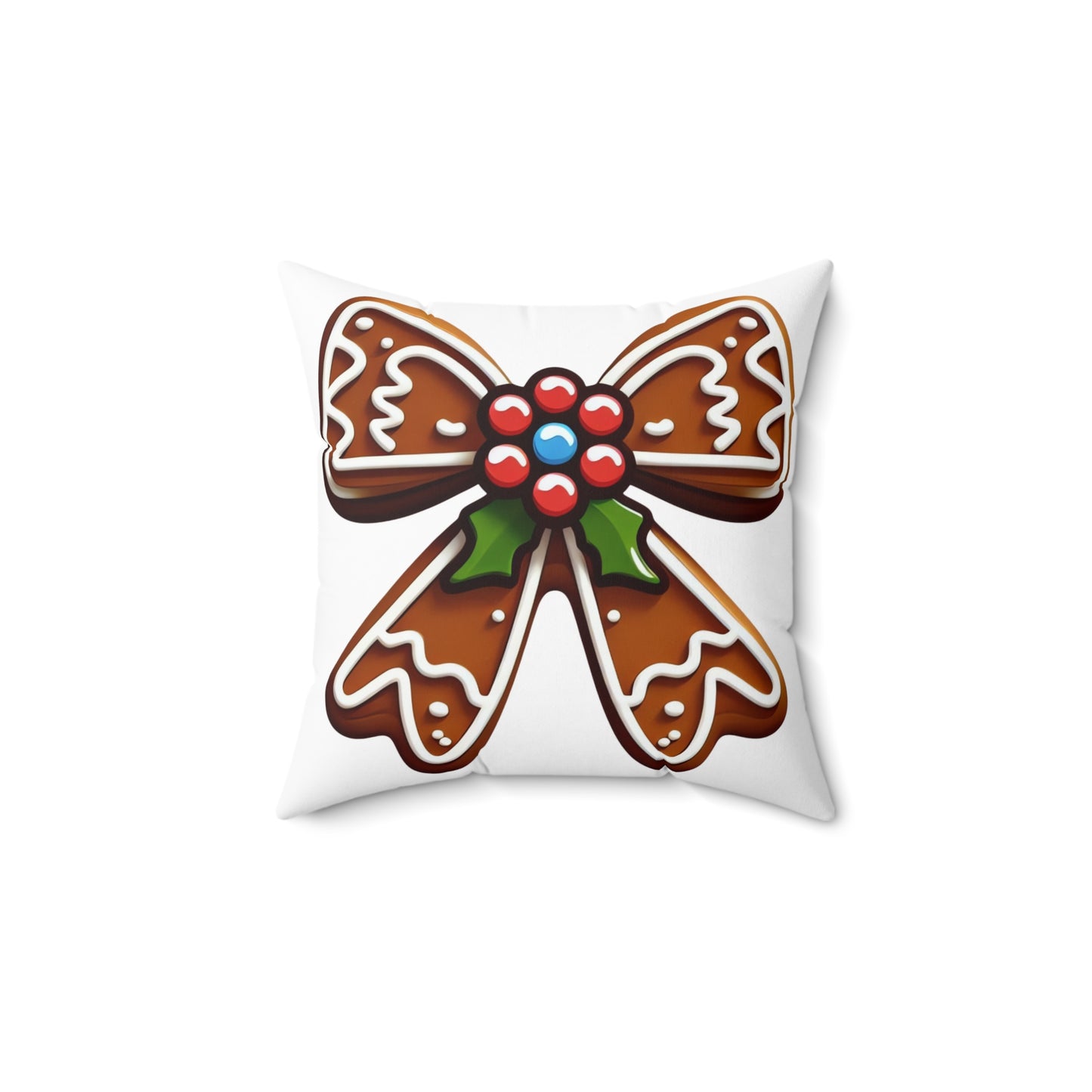 Gingerbread Bow Polyester Square Pillow