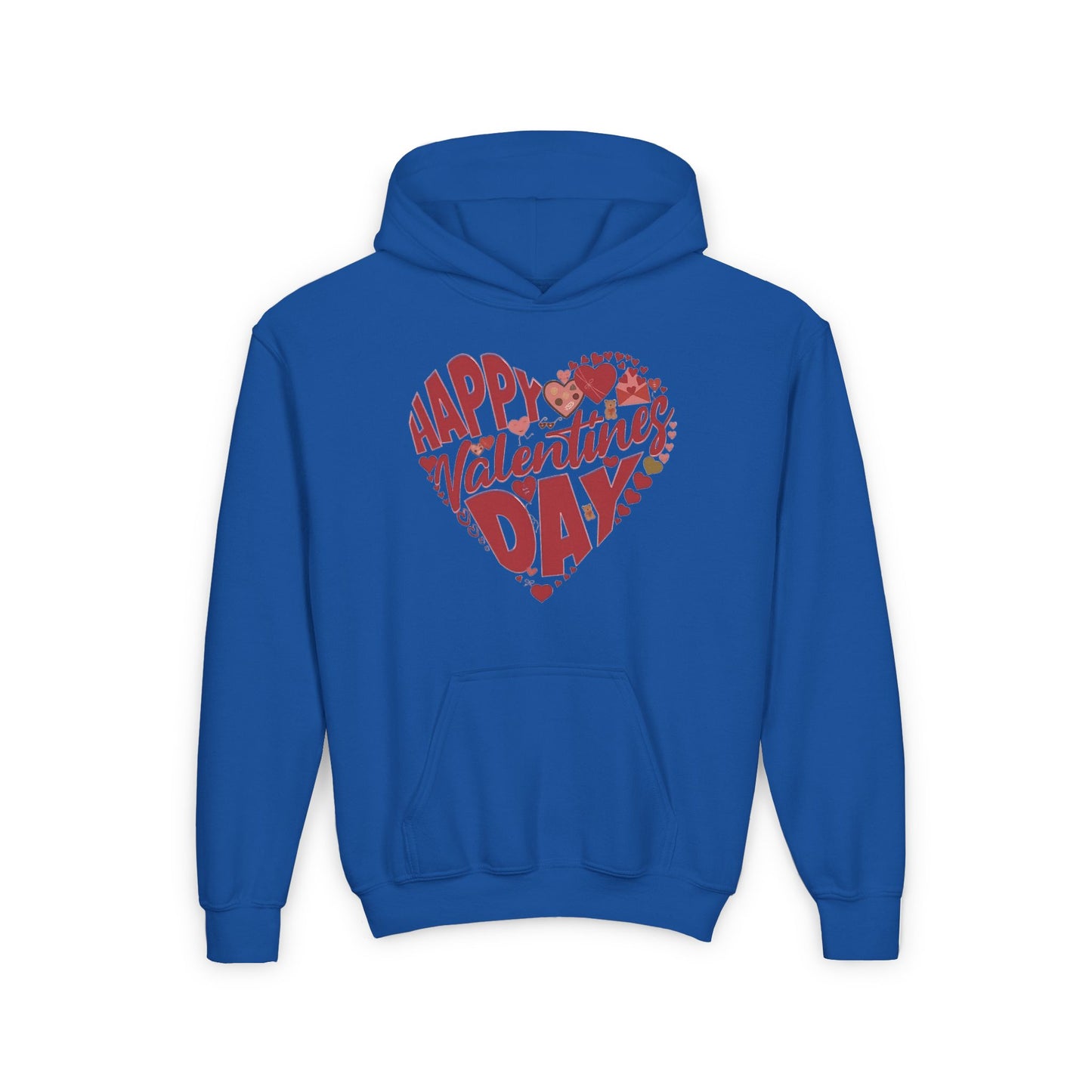 Happy Valentine's Day in a Heart Kids Hooded Sweatshirt