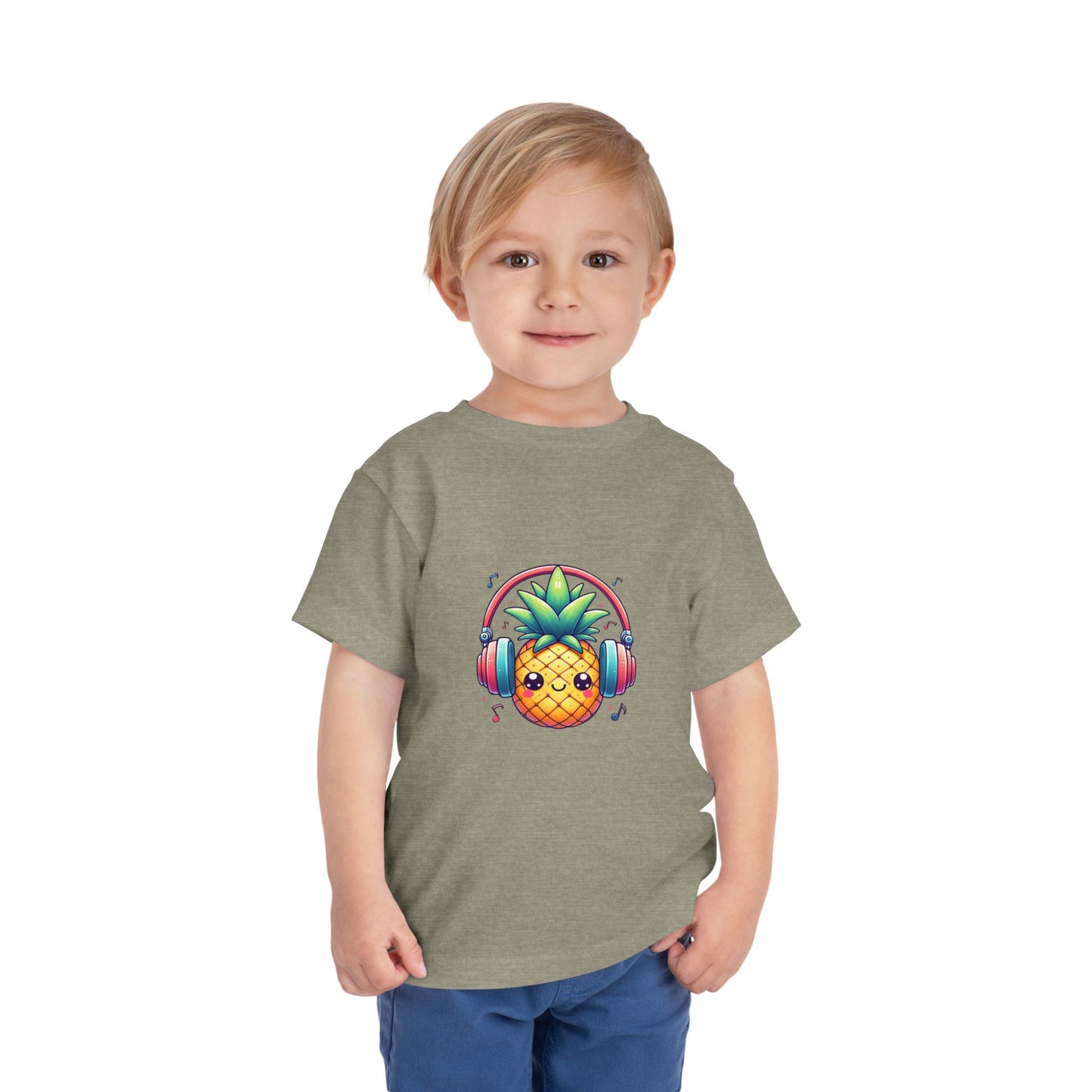 Happy Pineapple w/ Headphones Toddler Short Sleeve Shirt