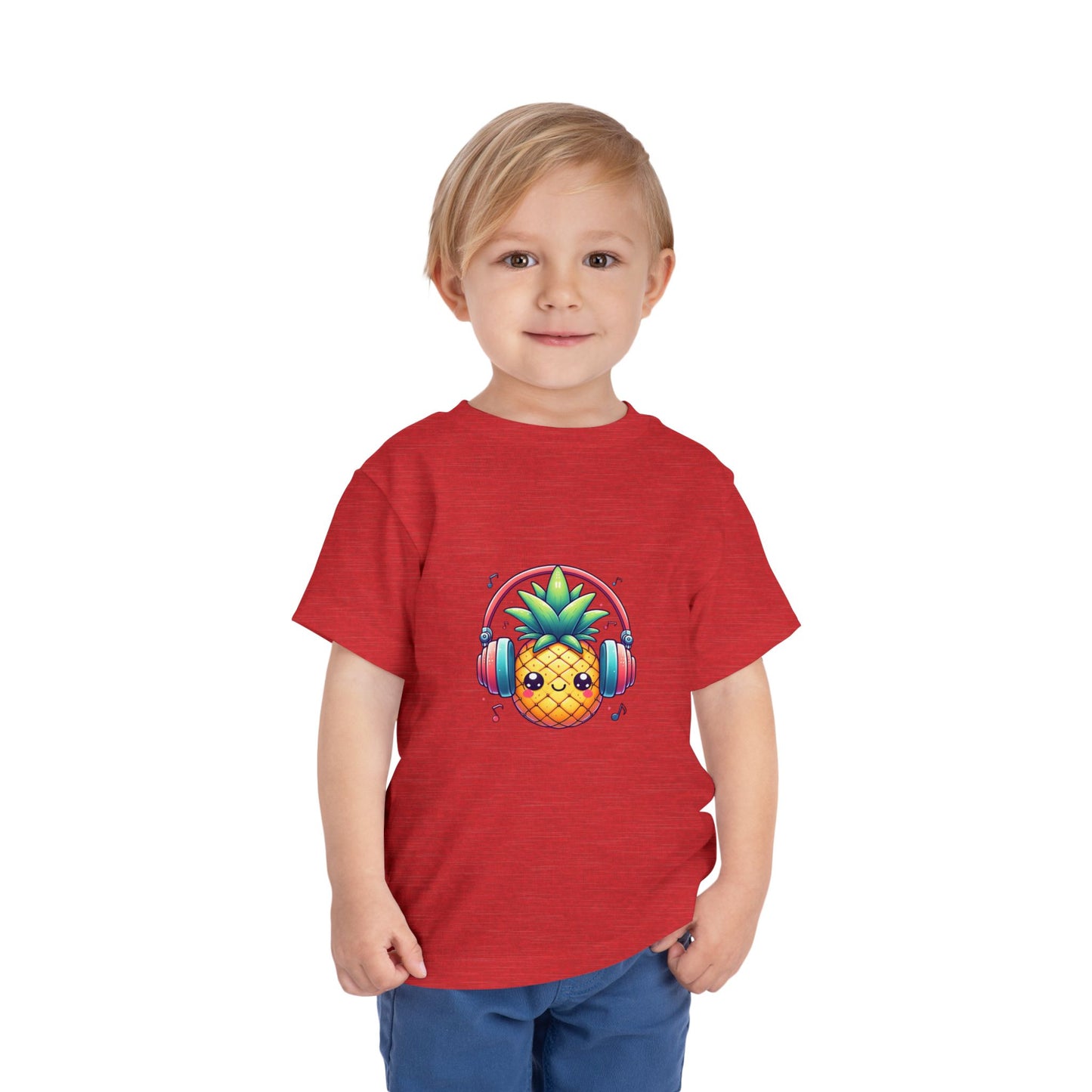 Happy Pineapple w/ Headphones Toddler Short Sleeve Shirt