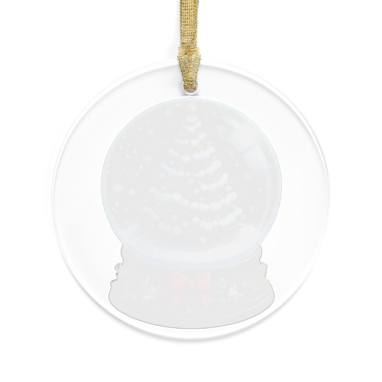 Snow Covered Christmas Tree Snow Globe w/ Bow Acrylic Ornament
