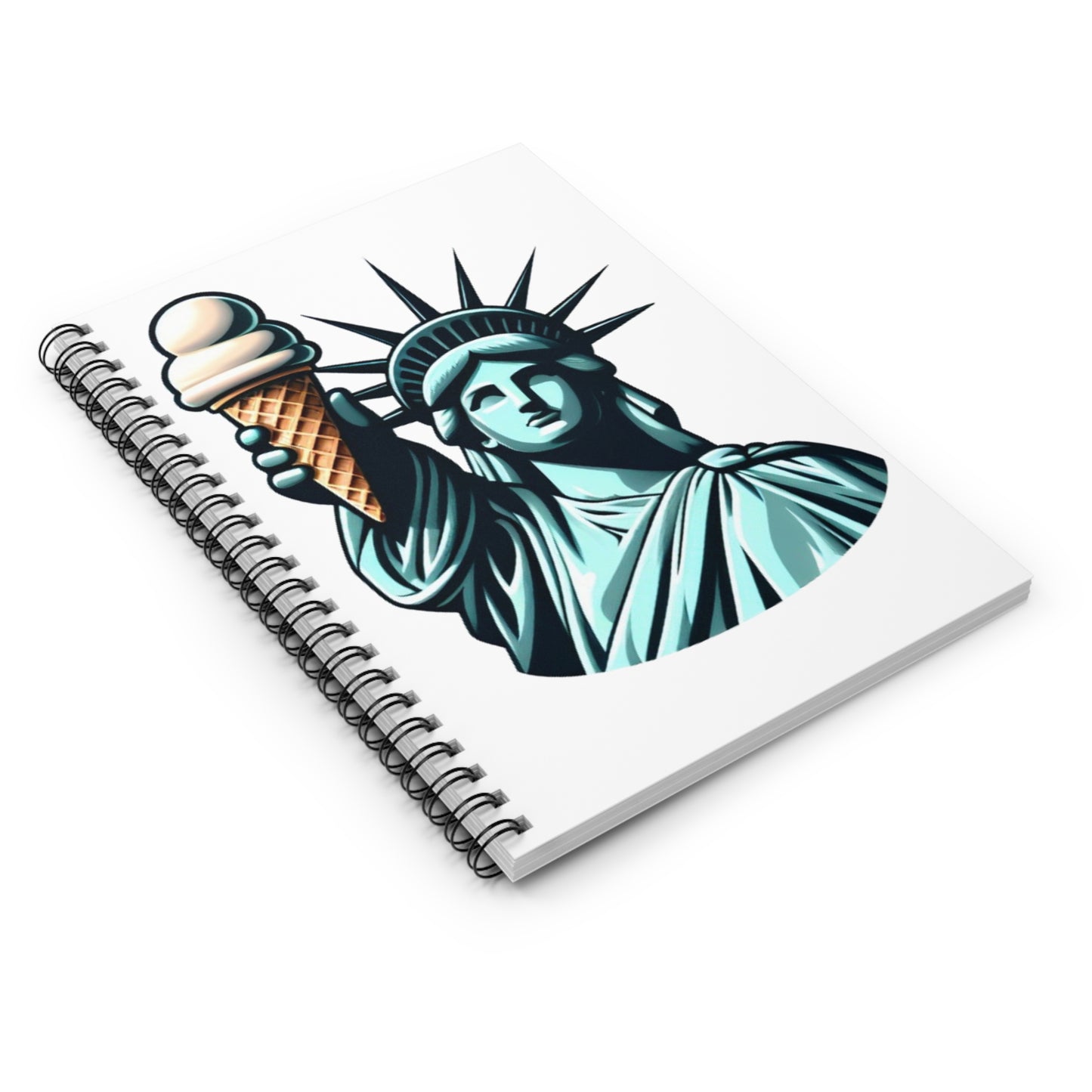 Lady Liberty Chillin w/ Vanilla Ice Cream Spiral Notebook - Ruled Line